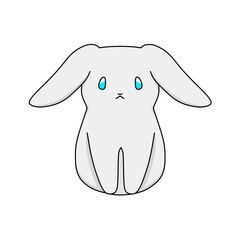 正面を向いた灰色のウサギ