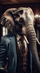  Elephant CEO in Business Suit, Corporate Leadership Concept, Generative AI