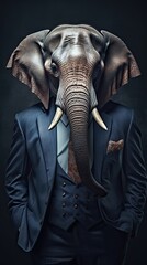  Elephant CEO in Business Suit, Corporate Leadership Concept, Generative AI