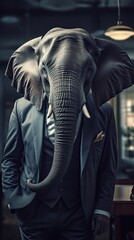  Elephant CEO in Business Suit, Corporate Leadership Concept, Generative AI