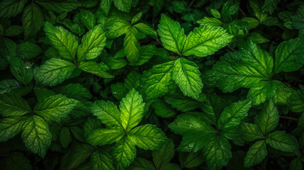 Fototapeta na wymiar Background texture of green leaves. Generative AI