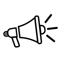 loudspeaker line icon with sound symbol. bullhorn speaker Megaphone icon. Electric megaphone icon. Loudspeaker megaphone Announcement concept. hand mike loud speaker marketing advertising.