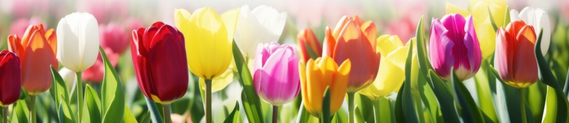 Obraz premium bright tulips in a row