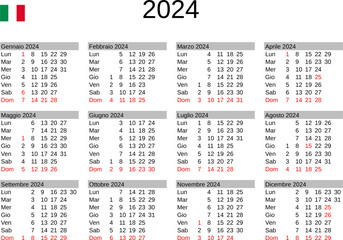 calendar of year 2024 in Italian language with Italy public holidays