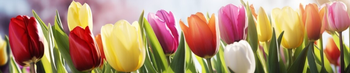 Naklejka premium Beautiful tulips in a row