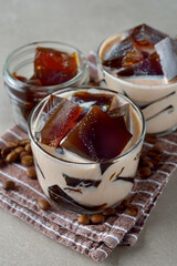 Coffee jelly in a glass