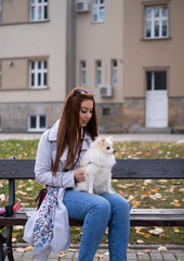 Smiling Young Woman and Her Canine Friend