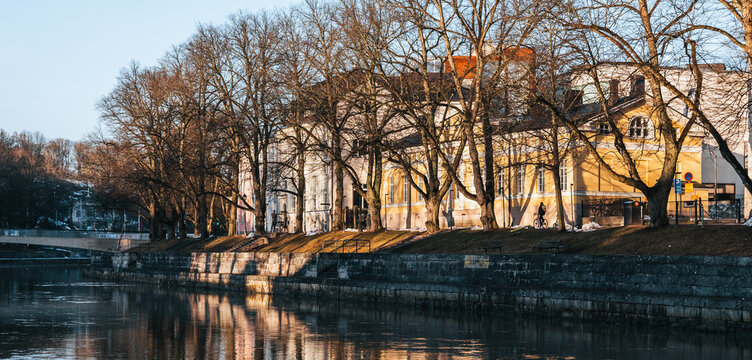 Buildings of Turku, Finland in spring during golden hour in the morning. © Jamo Images