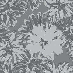 Monochrome Abstract Floral Seamless Pattern Design