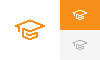 G with Graduation cap shape logo design vector