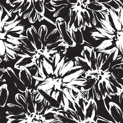 Obraz premium Monochrome Abstract Floral Seamless Pattern Design
