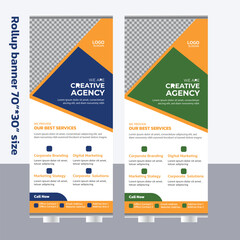 Rollup banner template design, standee banner template design, for creative marketing agency.
