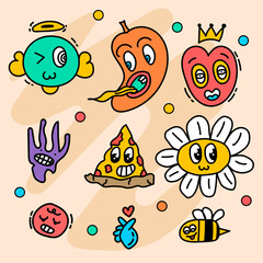 flat trendy cartoon element collection vector illustration