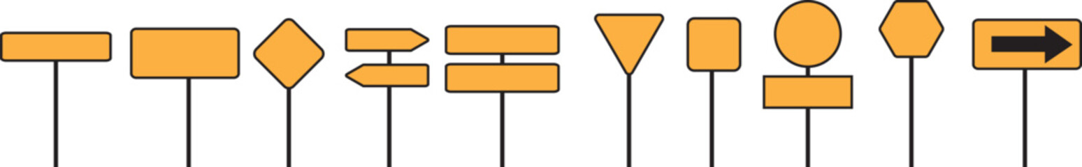 Vector of set of empty road signs isolated in white background