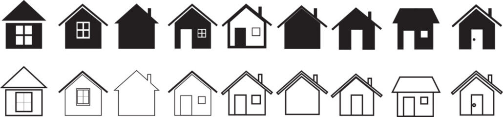 Vector illustration of house sketches on a white background