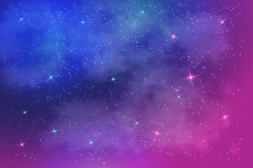 Space galaxy nebula. Realistic starry night. blue and purple starry light universe sky. Vector illustration