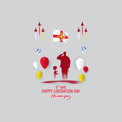 Vector illustration for Happy Liberation Day Guernsey social media story feed mockup template post