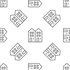 Grey line House icon isolated seamless pattern on white background. Home symbol. Vector