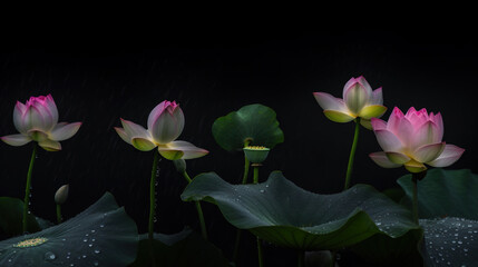 Obraz premium Lotus Flower, Generative AI, Illustration