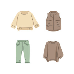 vector illustration of a set of fashion clothes for boy