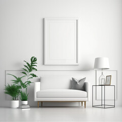 Mockup White Living Room with Plans