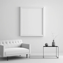 Mockup all white living room clean