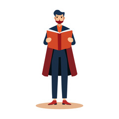 vector illustration of man reading book standing