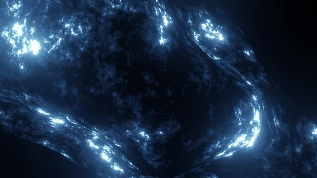 3D animation of a glowing blue asteroid with cinematic effect - sci-fi concept