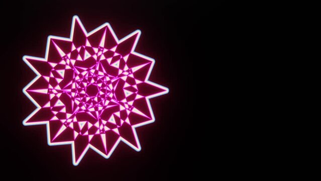 Neon light morphing dream-catcher fractal 3D motion graphics title background