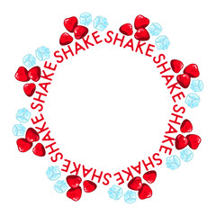 hand drawing berry frame with strawberry and chocolate 