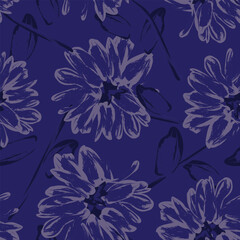 Blue Abstract Floral Seamless Pattern Design