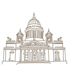 Saint Isaac's Cathedral in St. Petersburg, Russia. Hand drawn sketch in the style of an ancient engraving