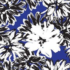 Blue Abstract Floral Seamless Pattern Design