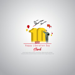 Vector illustration for Happy Liberation Day Sark social media story feed mockup template post