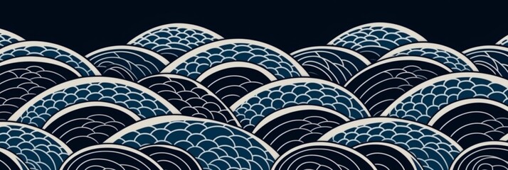 Japanese traditional wave motifs background texture design, ocean, waves, seamless, Generative AI - obrazy, fototapety, plakaty