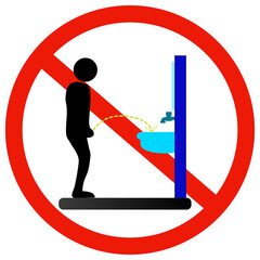 Do not pee on wastafel prohibition sign illustration