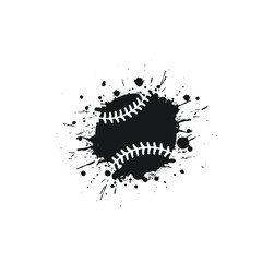baseball ball with splashes in black and white