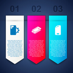 Set Phone repair service, Glass screen protector and . Business infographic template. Vector