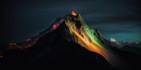 Dawn from behind the mountain. Ai generated - obrazy, fototapety, plakaty