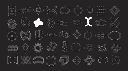 Retro minimal line abstract geometric shapes set