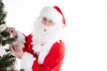 Young attractive Santa Claus. White background.	