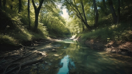 Fototapeta premium River, Generative AI, Illustration