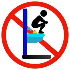 Do not pup on wastafel prohibition symbol illustration