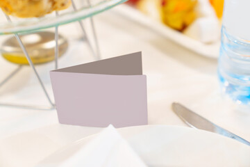 card for the name of the guest on the table. seating of guests at the banquet. 