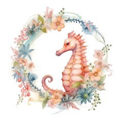 A delightful watercolor seahorse Generative Ai