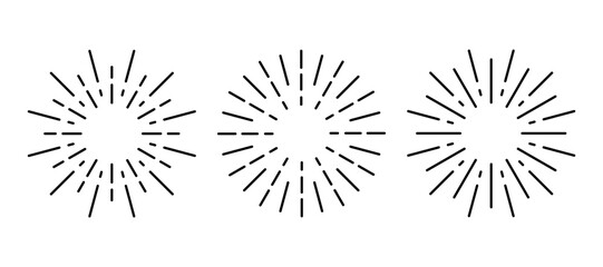 Sunburst, round line explosion frame icon set