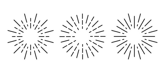 Sunburst, round line explosion frame icon set