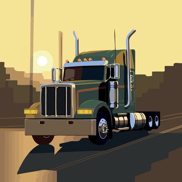 old truck on highway created with Generative AI technology