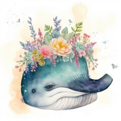 Watercolor Whale Generative Ai