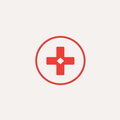 Obraz premium logo or icon with red circle and red cross inside for health the created with Generative AI technology